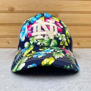 Notre Dame FIGHTING IRISH Hat Ball Cap Flex FITTED M-L Colorful Floral Print